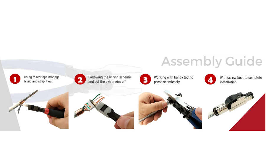 Hướng dẫn lắp r&aacute;p đầu cắm RJ45 g&oacute;c cạnh, đường k&iacute;nh ngo&agrave;i lớn?